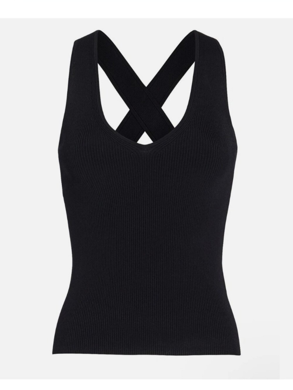 Intermix "Jordan" Cross-Back Knit Tank Top Classic Black Sz M NWT